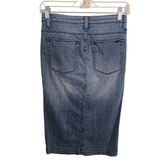 Revolve Aquaverde Norma Pencil Skirt In Worn Button Front Closure Size 36 - Picture 3 of 7